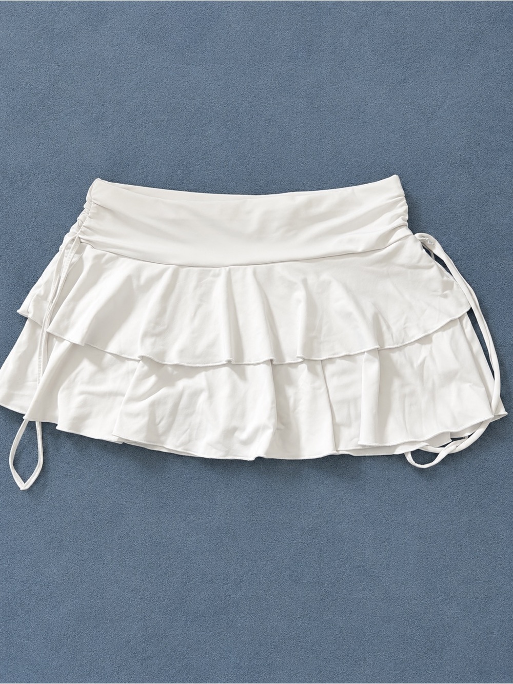 White Ruffle Tiered Mini Skirt